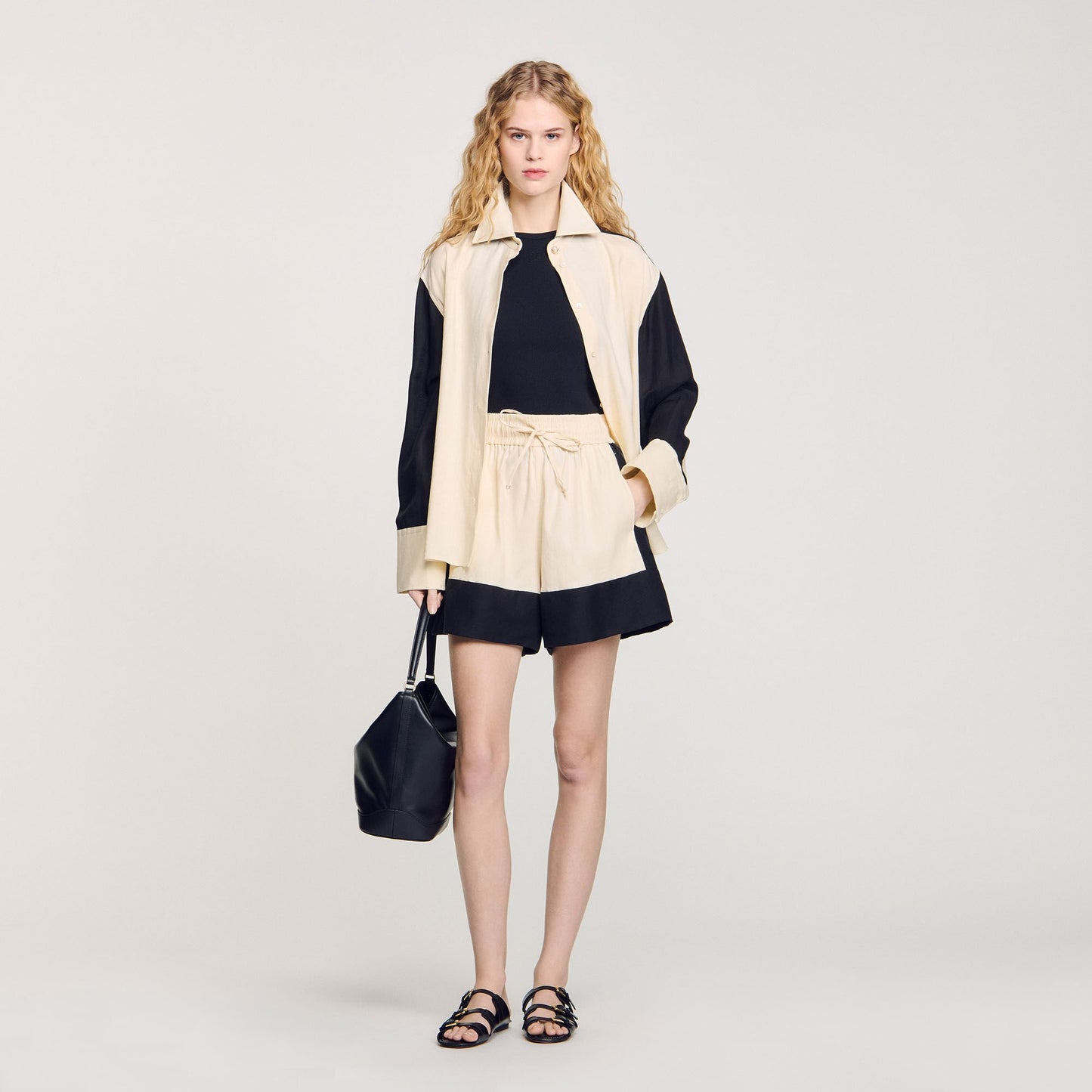 Sandro Two-tone shorts Ecru