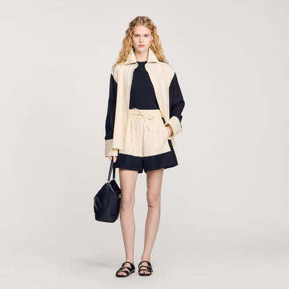 Sandro Two-tone shorts Ecru