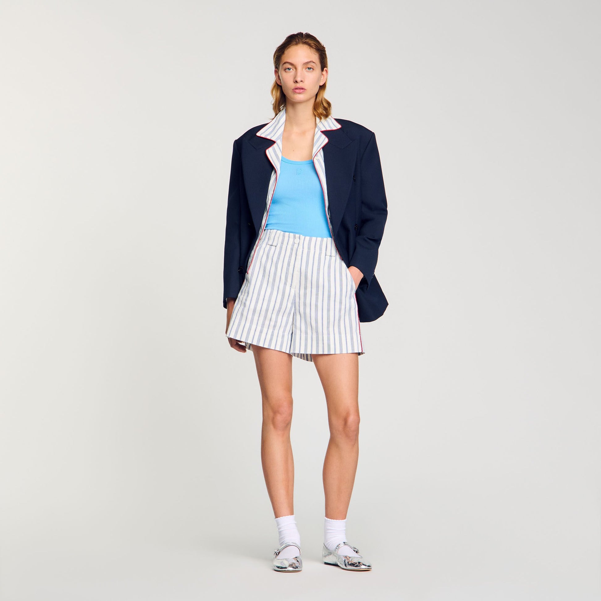Sandro Striped shorts Blue / Ecru