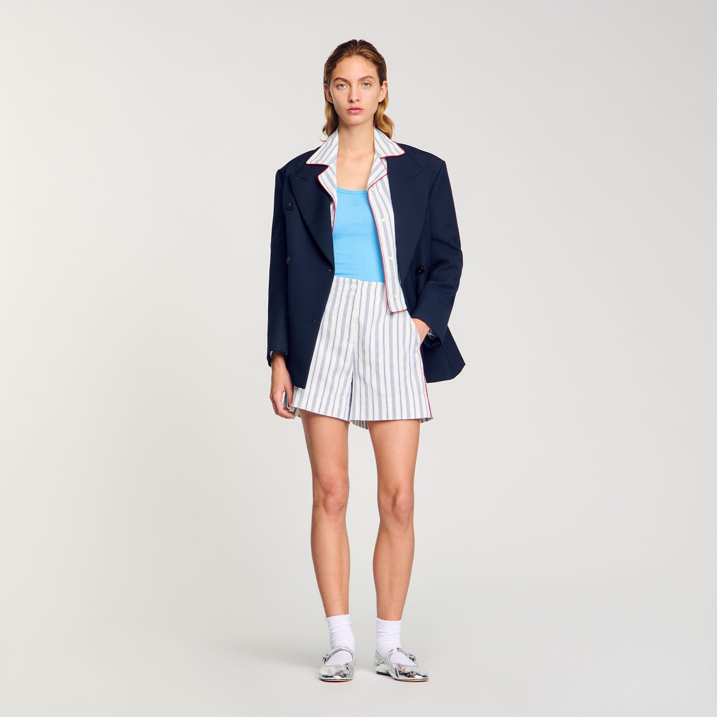 Sandro Striped shorts Blue / Ecru