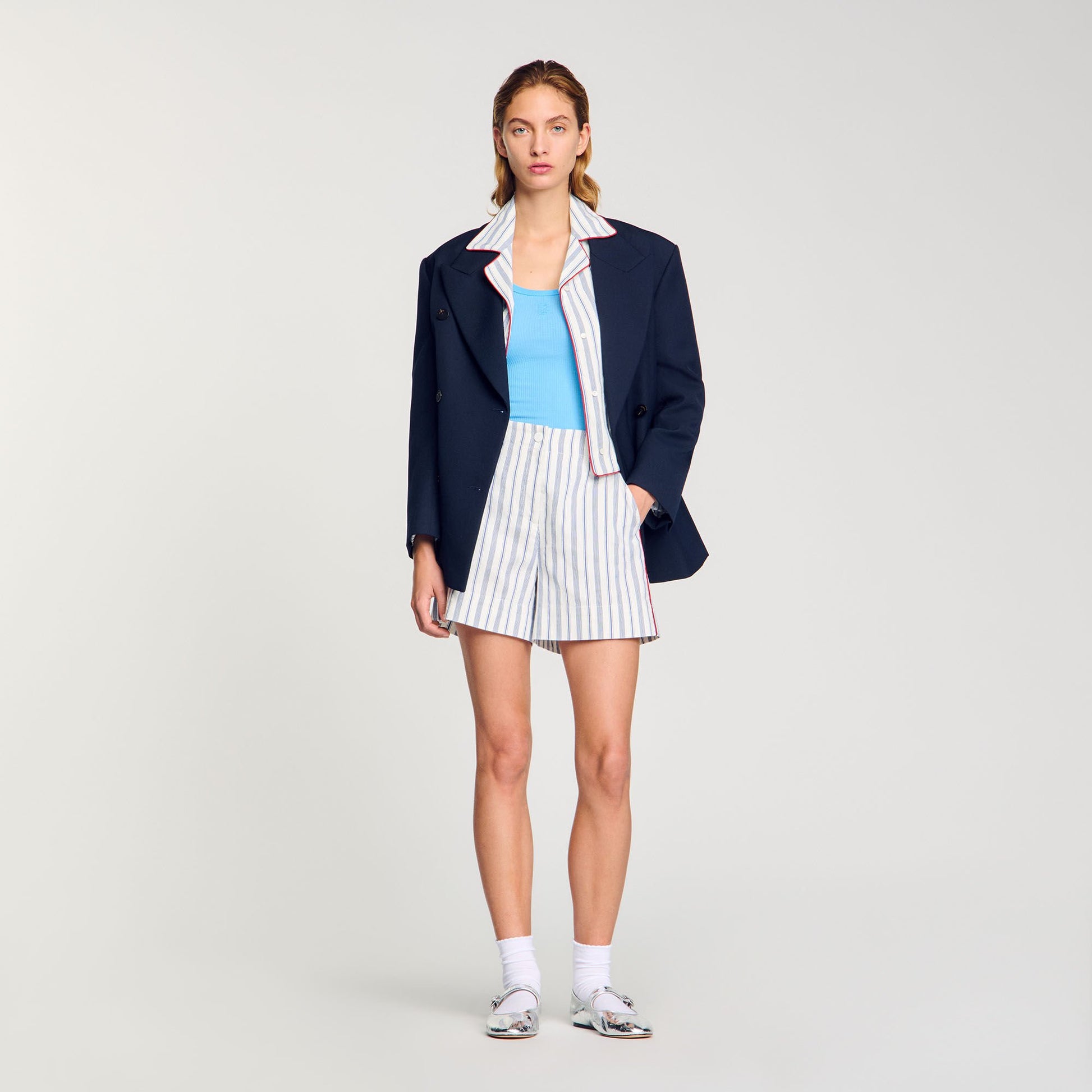 Sandro Striped shorts Blue / Ecru