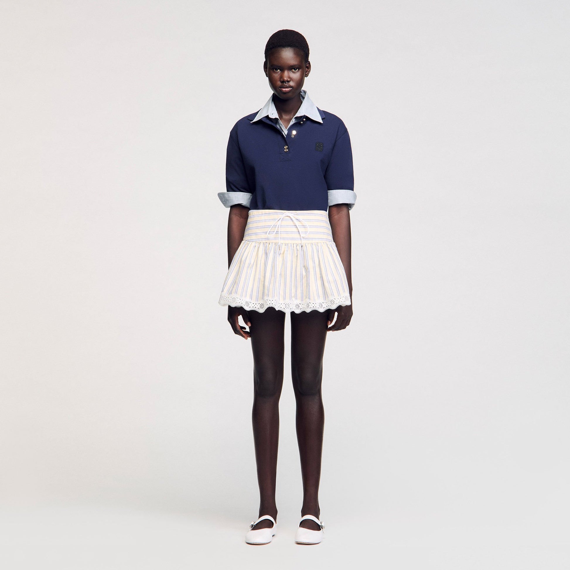 Sandro Striped skort Ecru / Jean