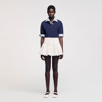 Sandro Striped skort Ecru / Jean