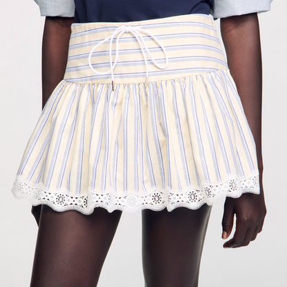 Sandro Striped skort Ecru / Jean