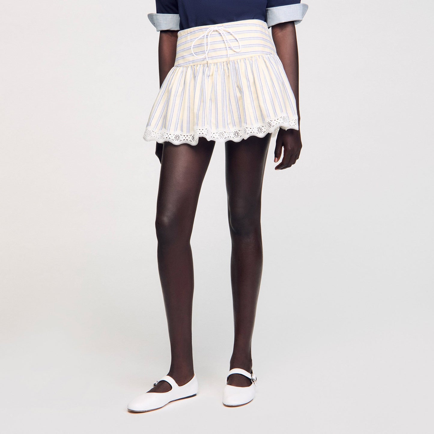Sandro Striped skort Ecru / Jean