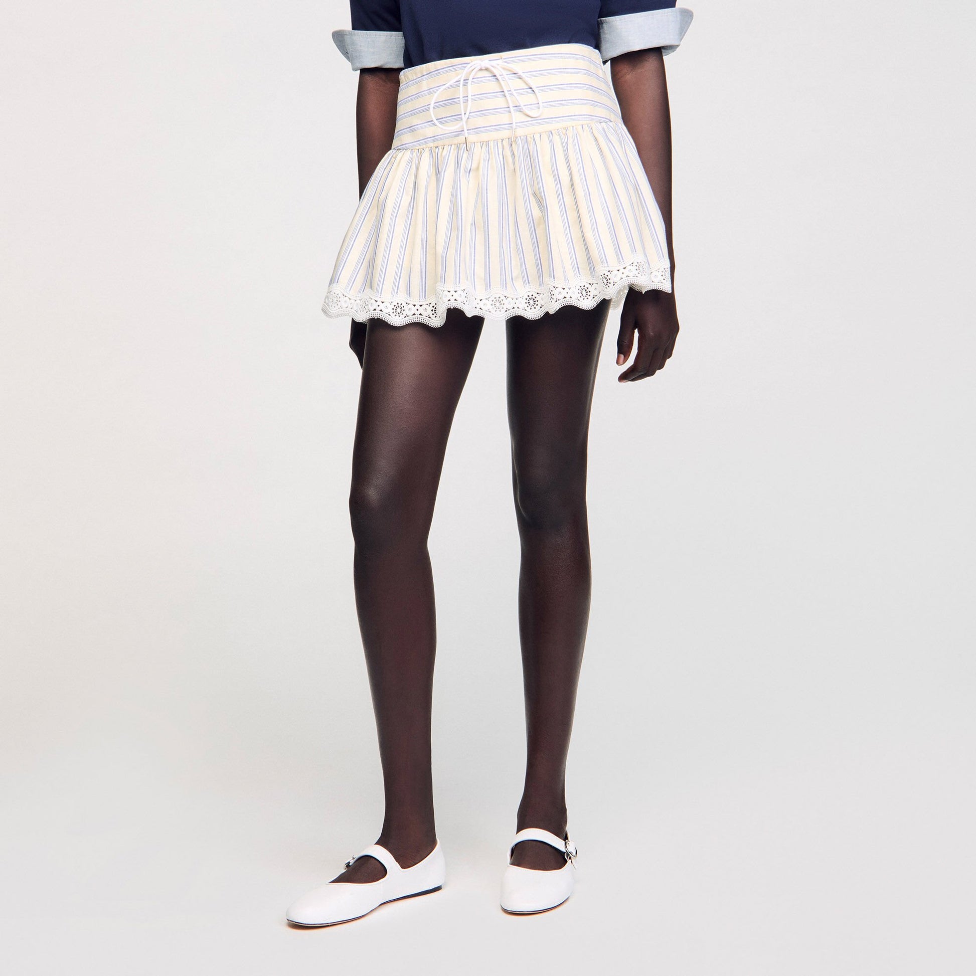 Sandro Striped skort Ecru / Jean
