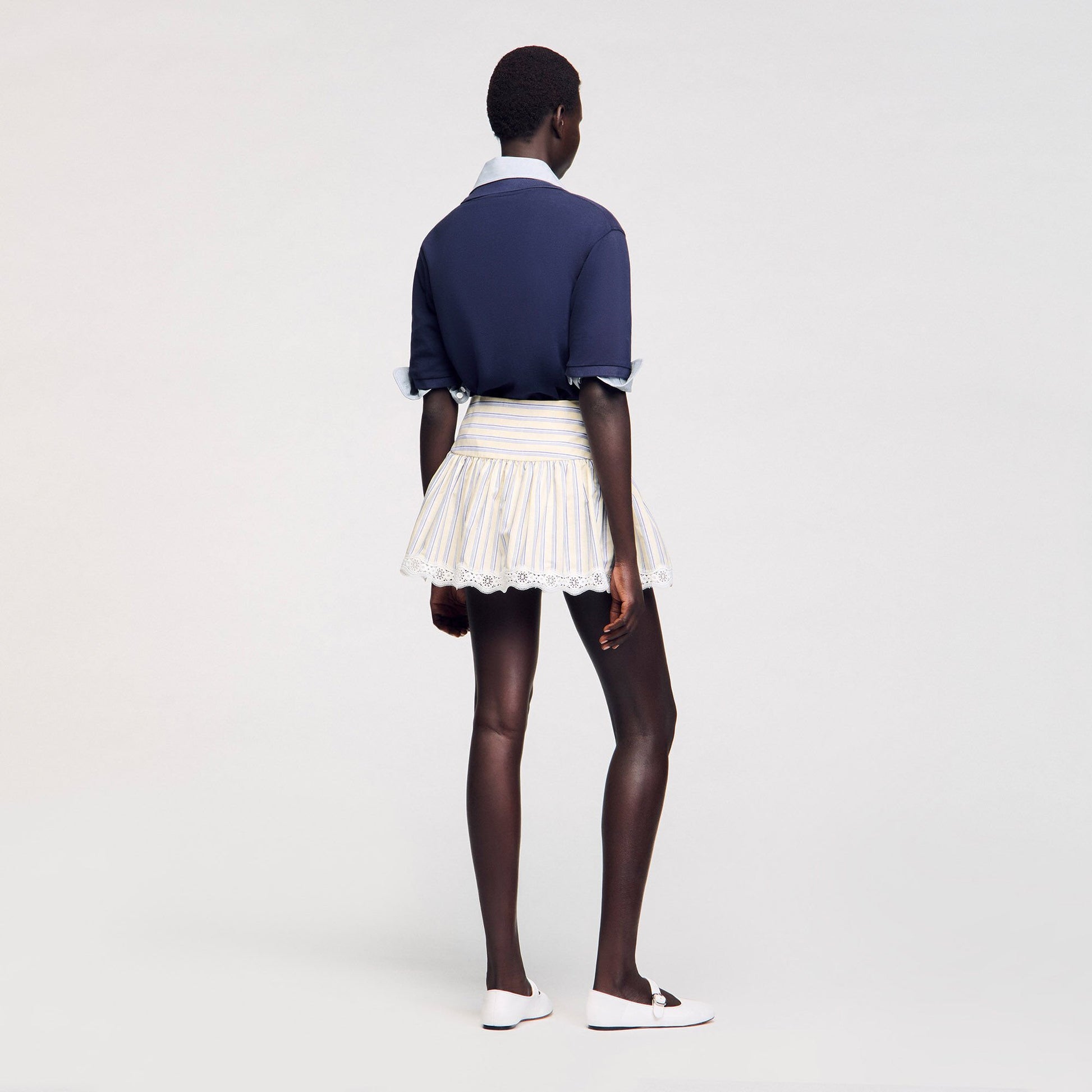 Sandro Striped skort Ecru / Jean