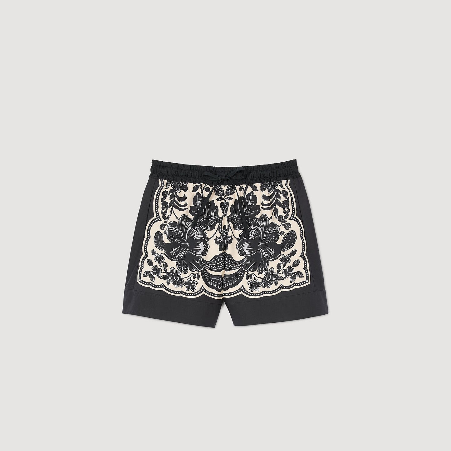 Sandro Floral print shorts Ecru / Black