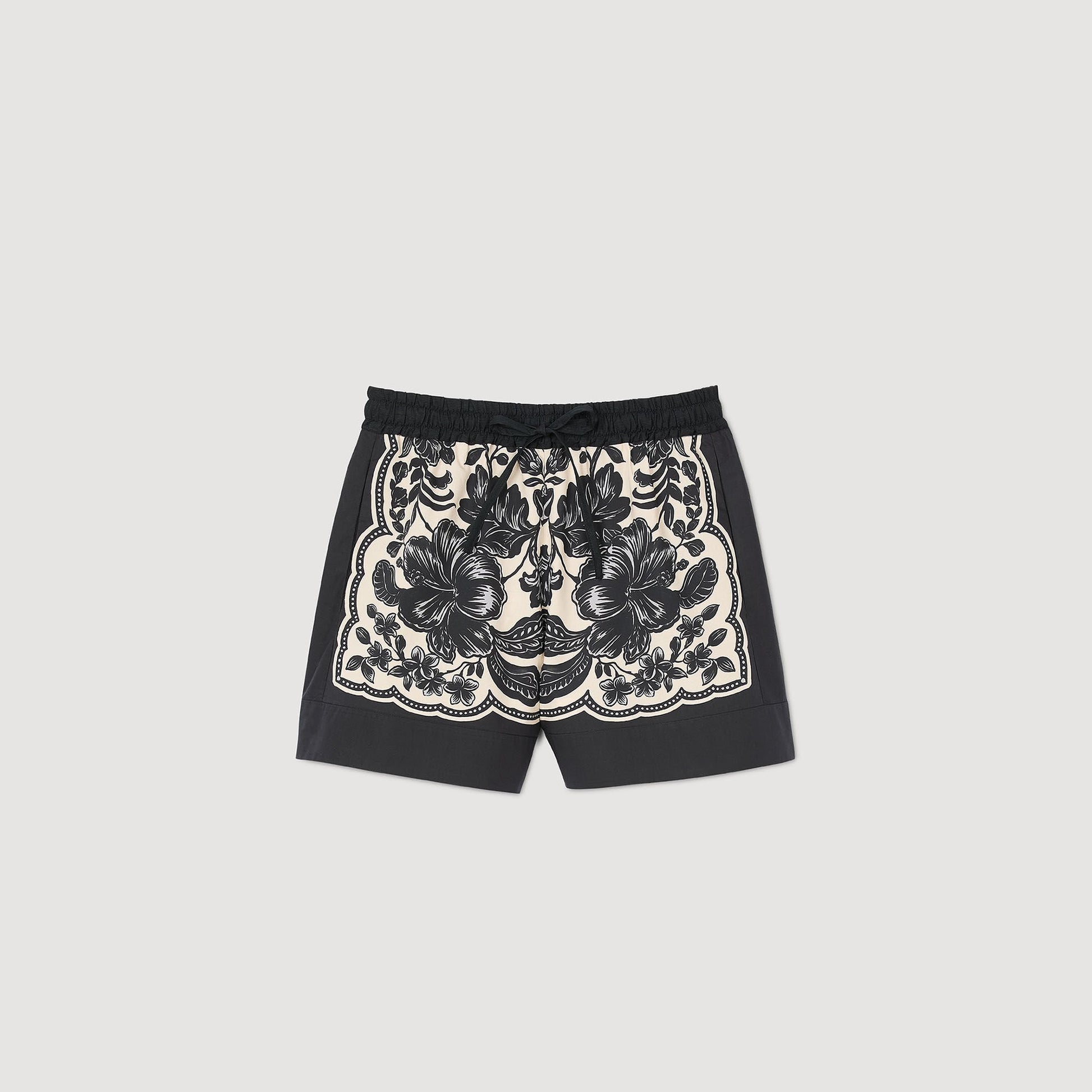 Sandro Floral print shorts Ecru / Black