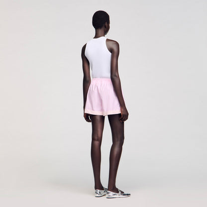 Sandro Rhinestone striped shorts Pink