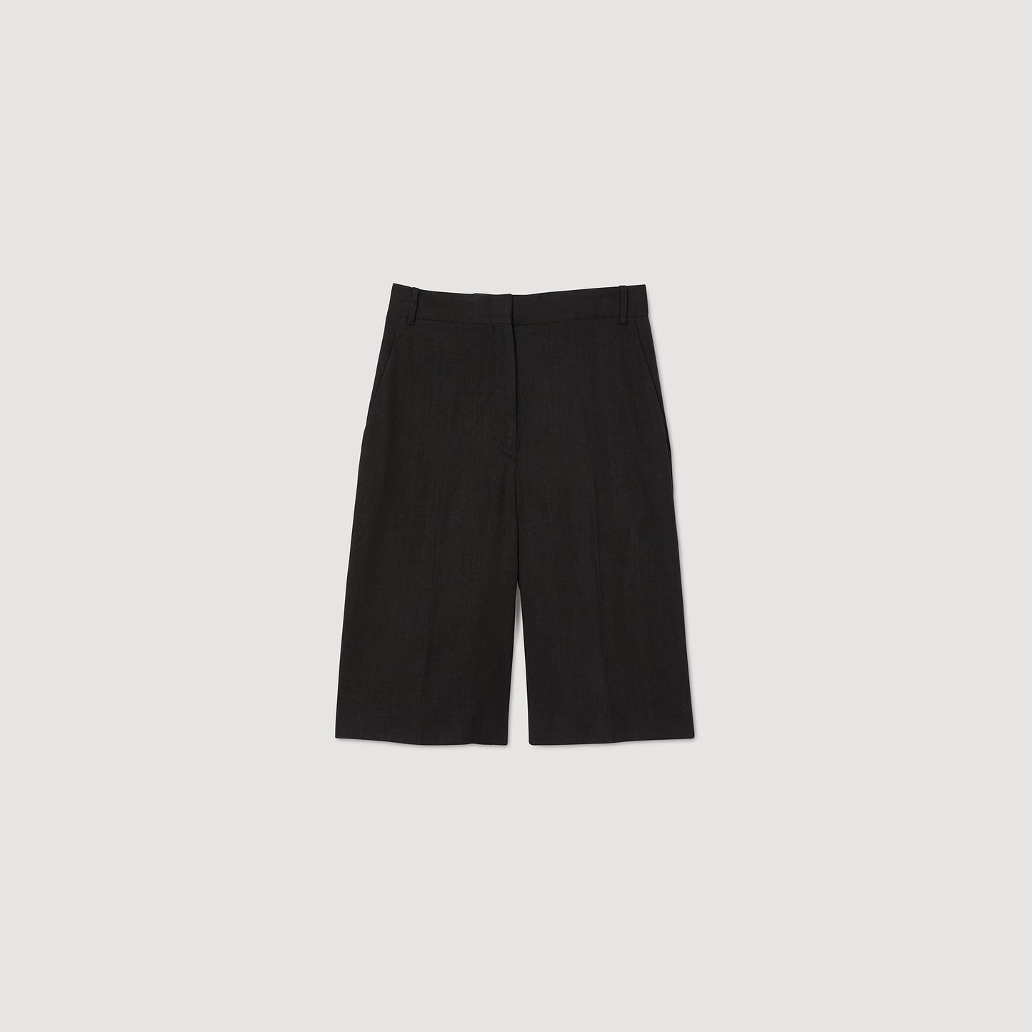 Sandro Linen-blend Bermuda shorts Black
