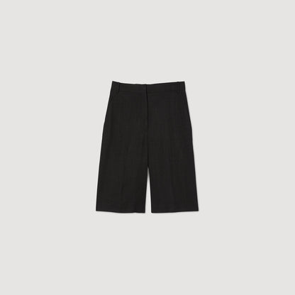 Sandro Linen-blend Bermuda shorts Black