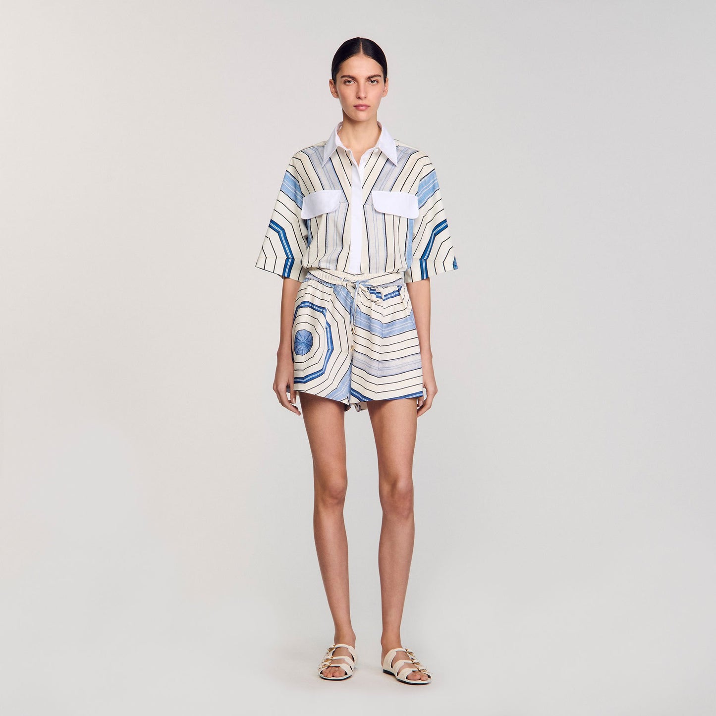 Sandro Spiral-motif shorts Sky Blue