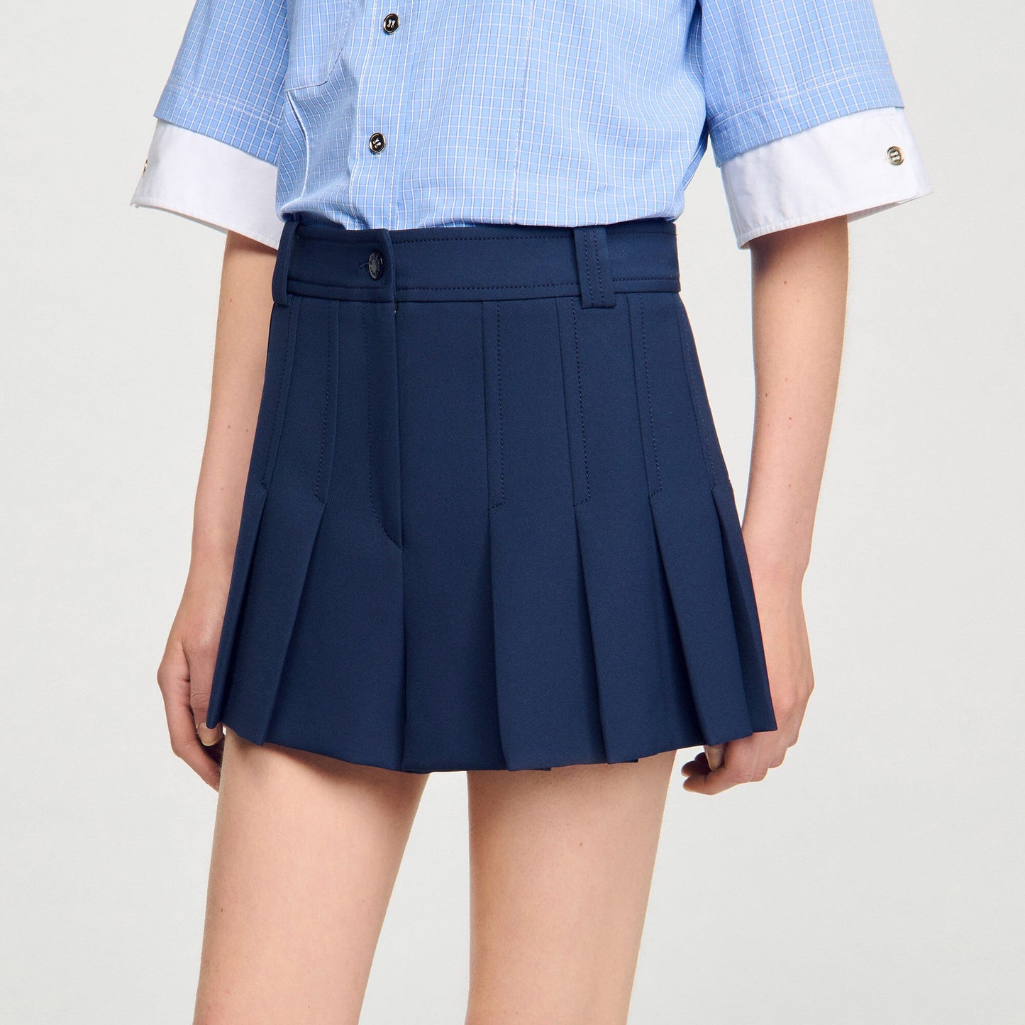 Sandro Tailored pleated shorts Navy Blue