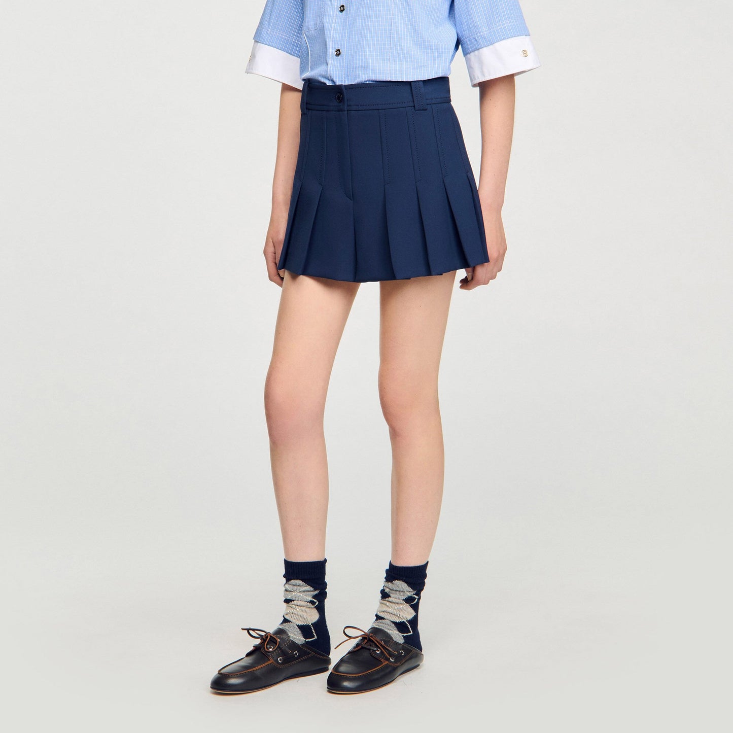 Sandro Tailored pleated shorts Navy Blue