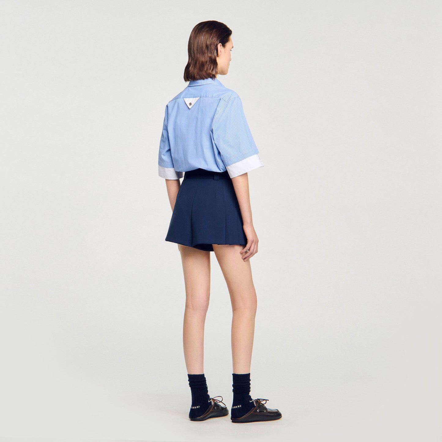 Sandro Tailored pleated shorts Navy Blue