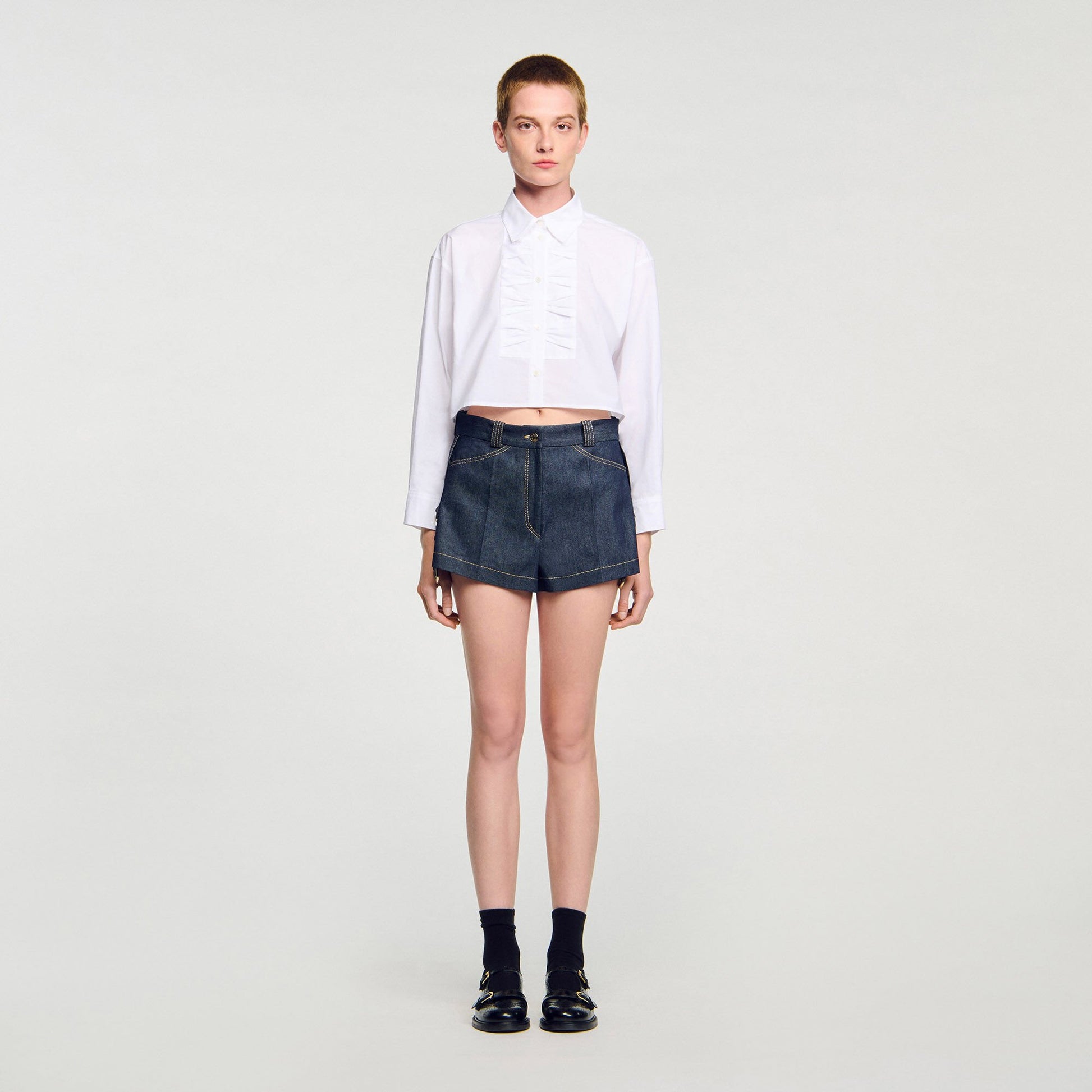 Sandro Denim belt loop shorts Deep Blue