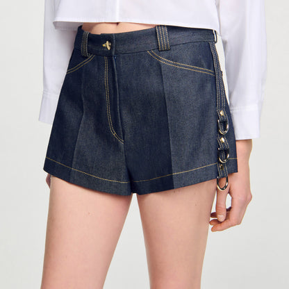 Sandro Denim belt loop shorts Deep Blue