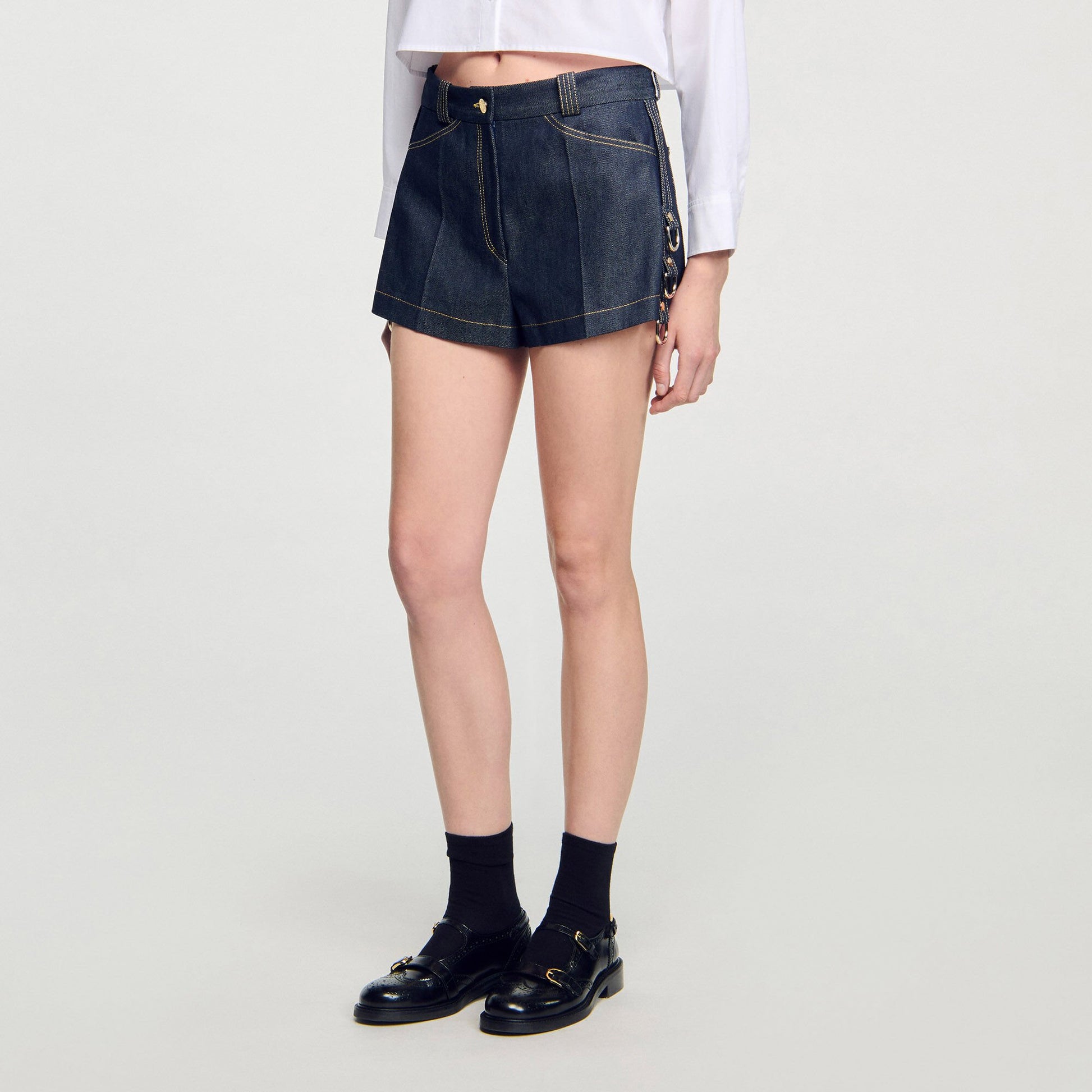 Sandro Denim belt loop shorts Deep Blue