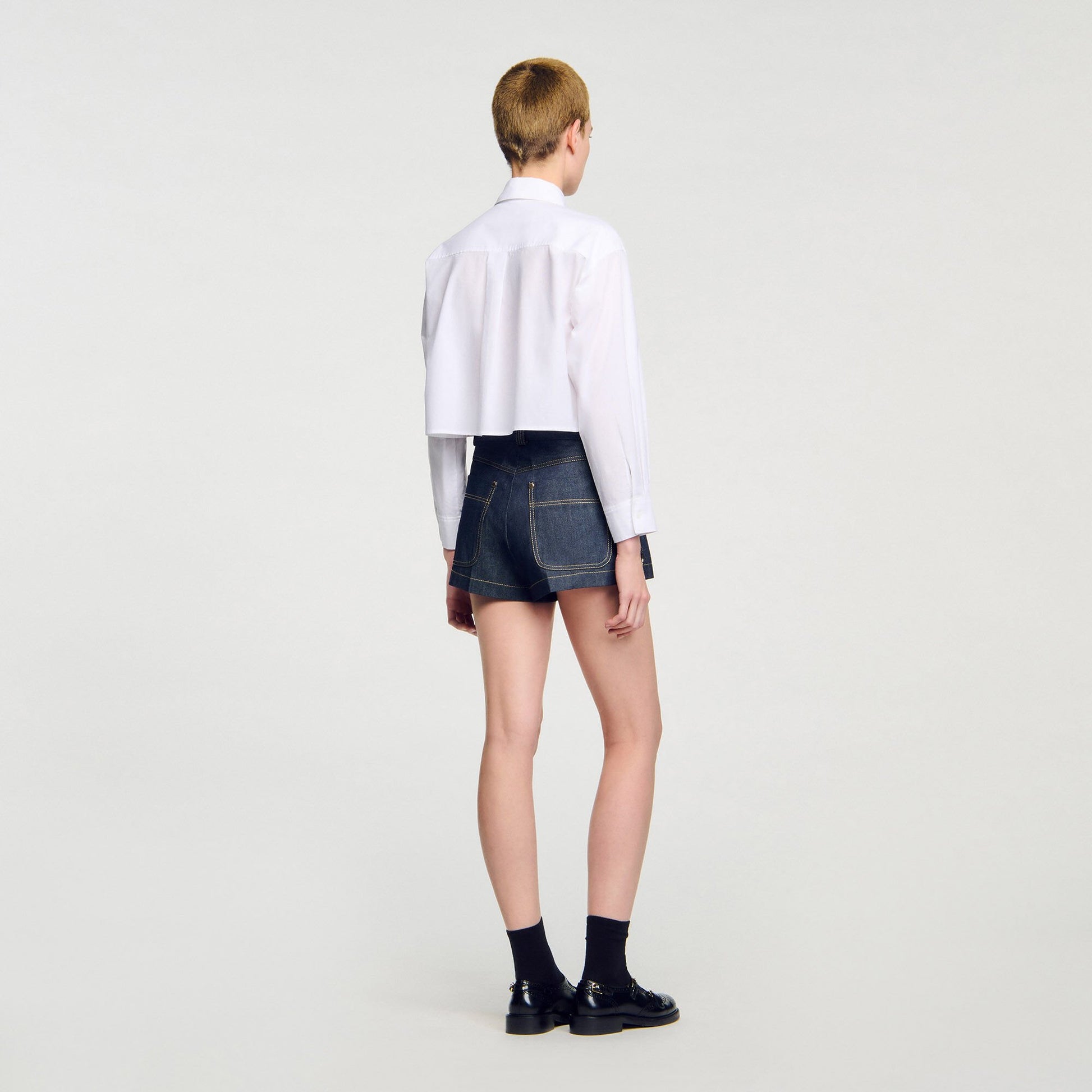 Sandro Denim belt loop shorts Deep Blue