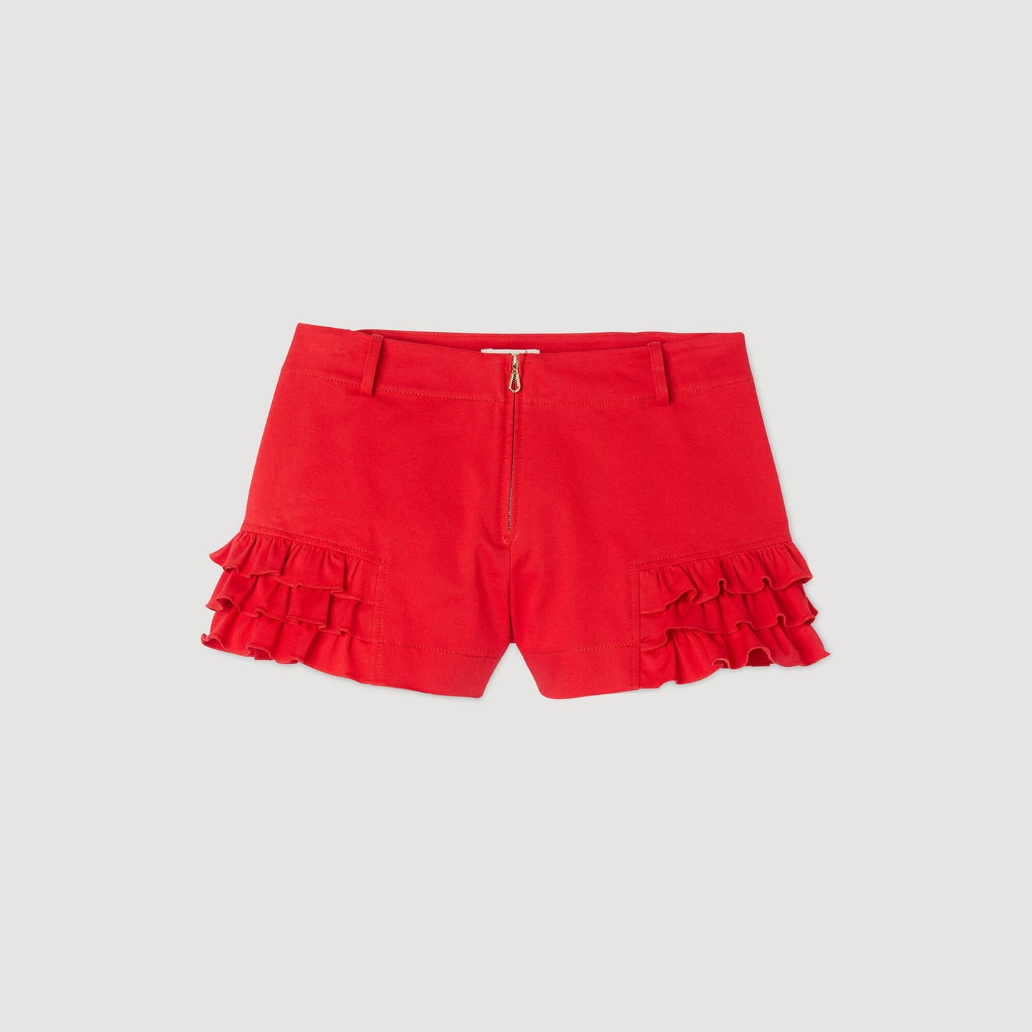 Sandro Flared ruffled shorts Red