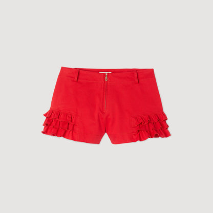 Sandro Flared ruffled shorts Red