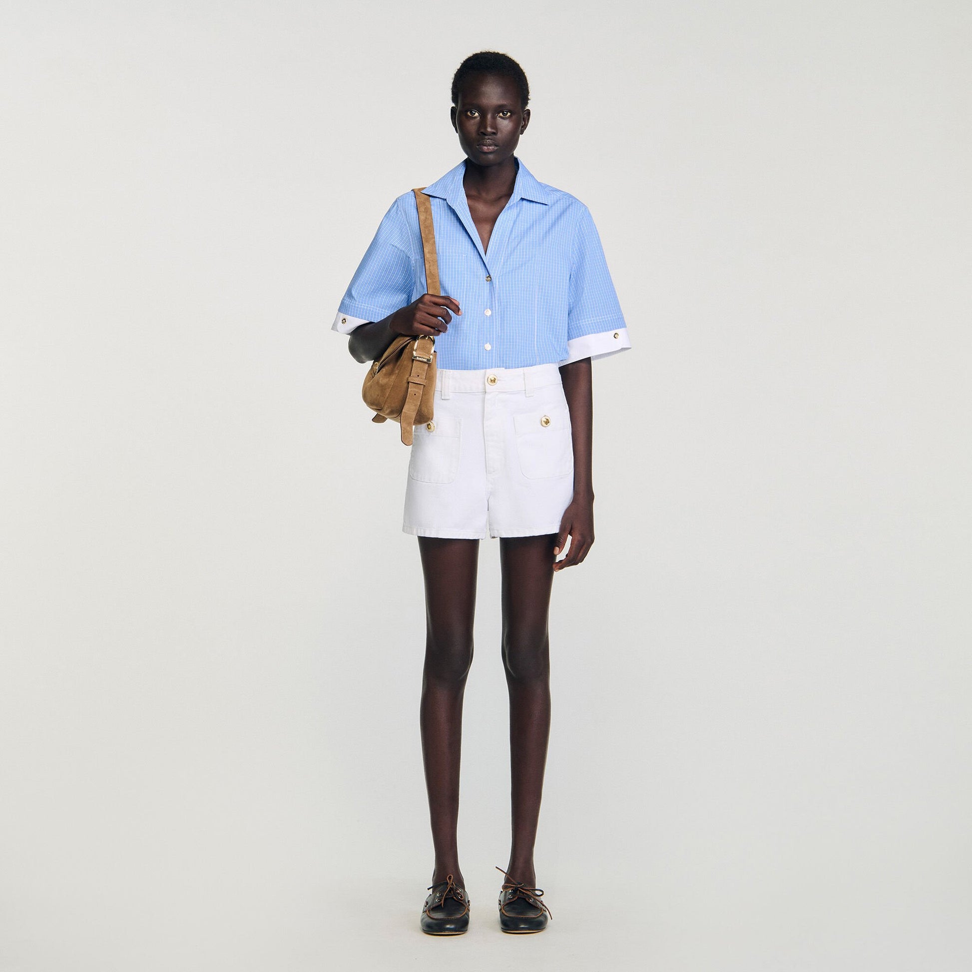 Sandro High waist denim shorts White
