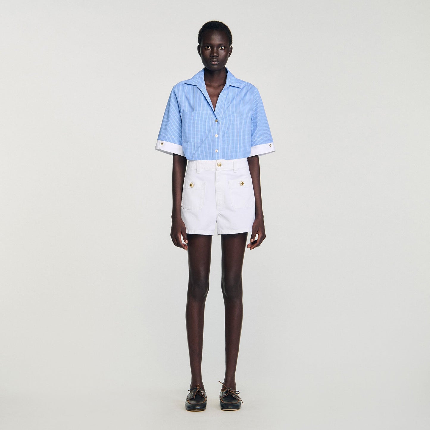 Sandro High waist denim shorts White