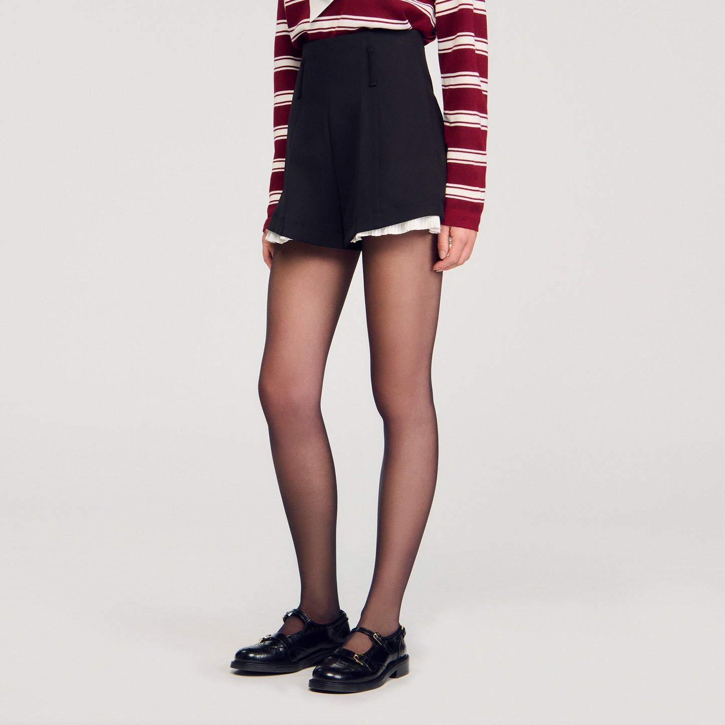 Sandro Tailored flounced shorts Black
