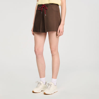 Sandro Drawstring pleated skort Brown