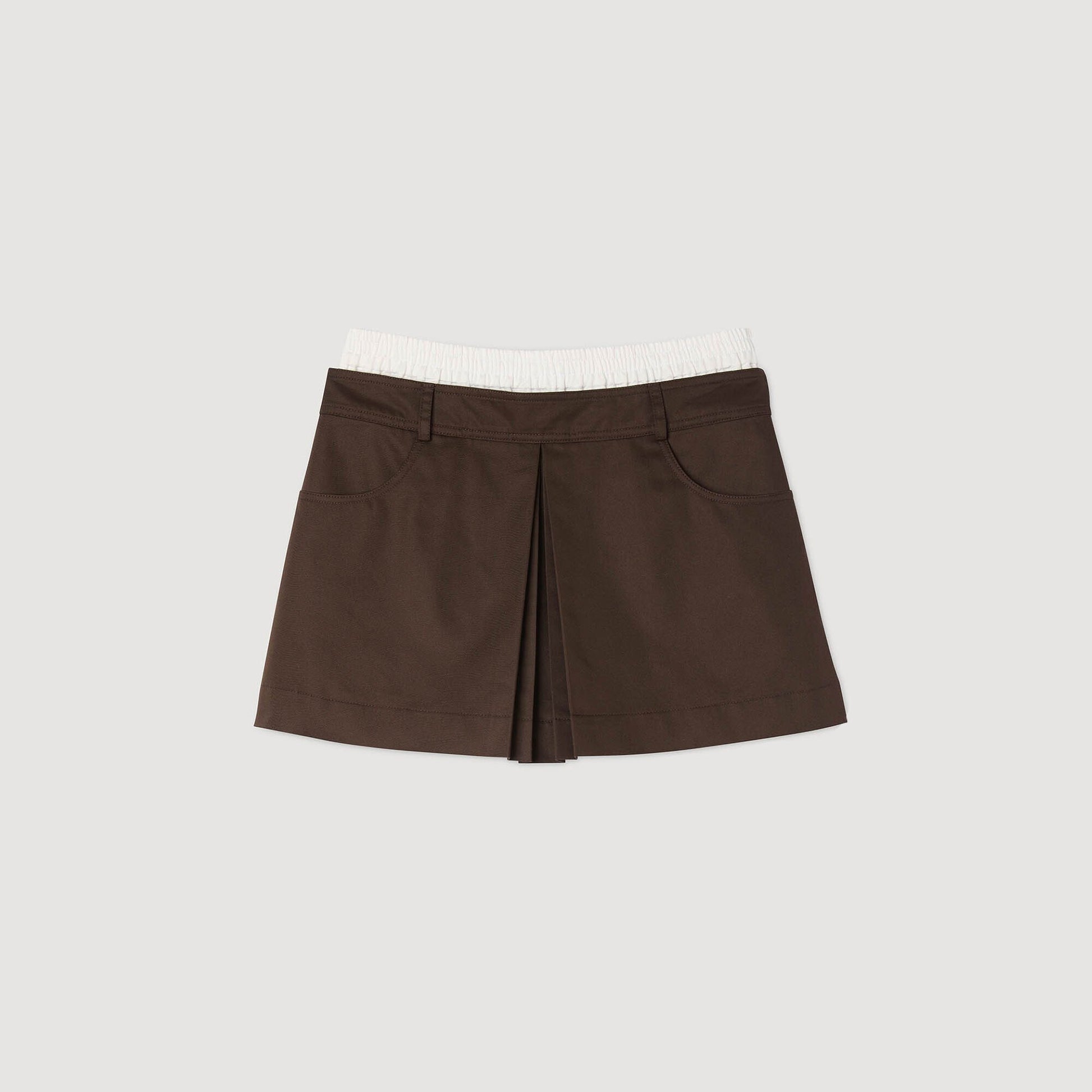 Sandro Drawstring pleated skort Brown
