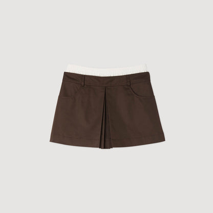 Sandro Drawstring pleated skort Brown