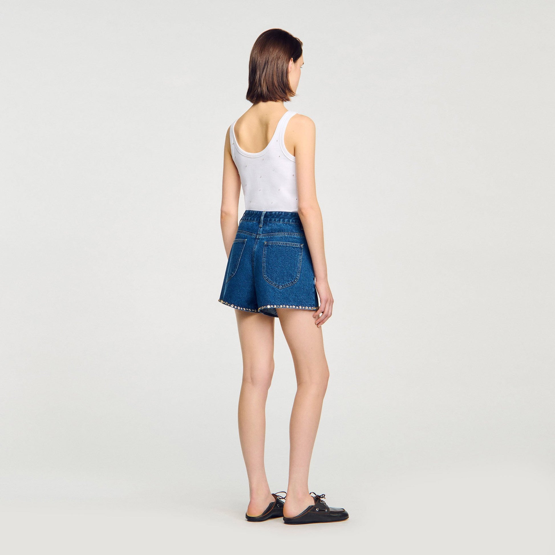 Sandro Rhinestone denim shorts Blue Jean
