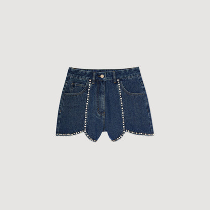 Sandro Rhinestone denim shorts Blue Jean