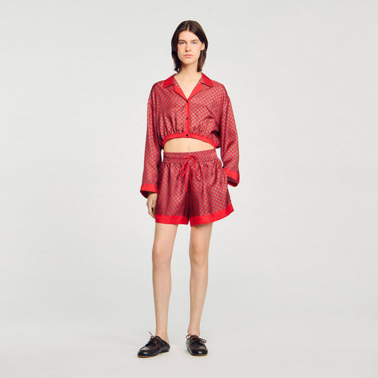 Sandro Scarf print shorts Red / Pink