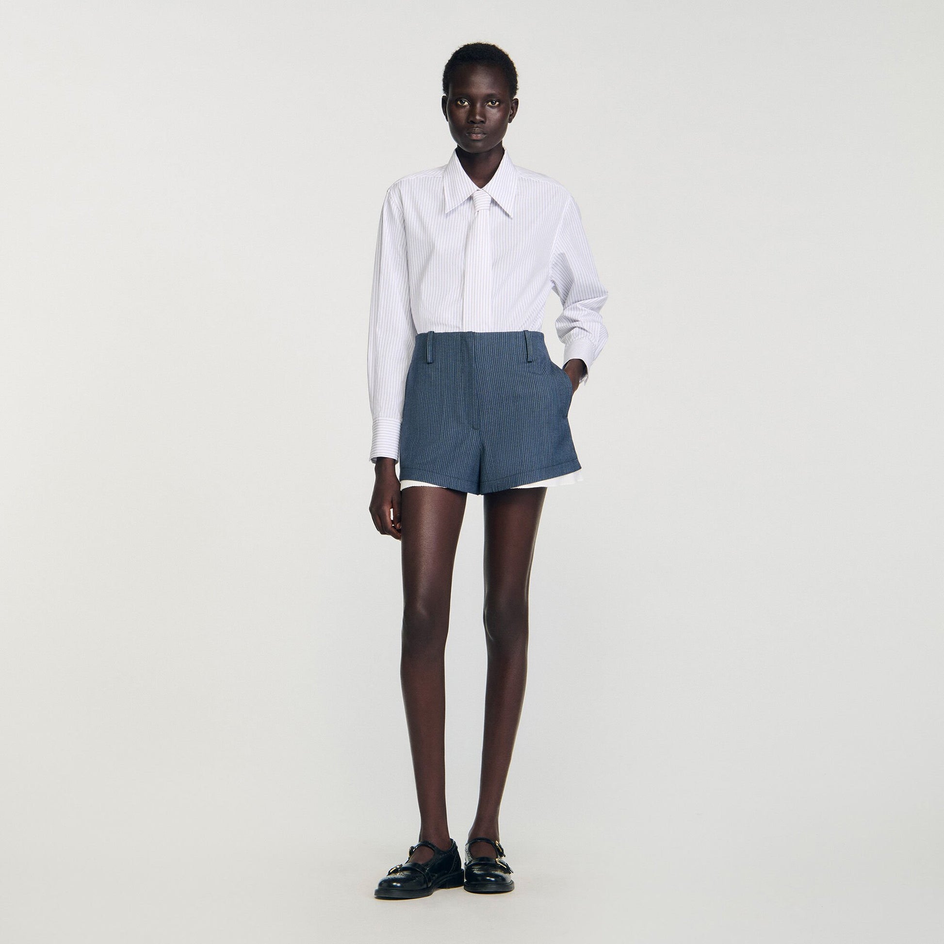 Sandro Striped layered shorts Blue