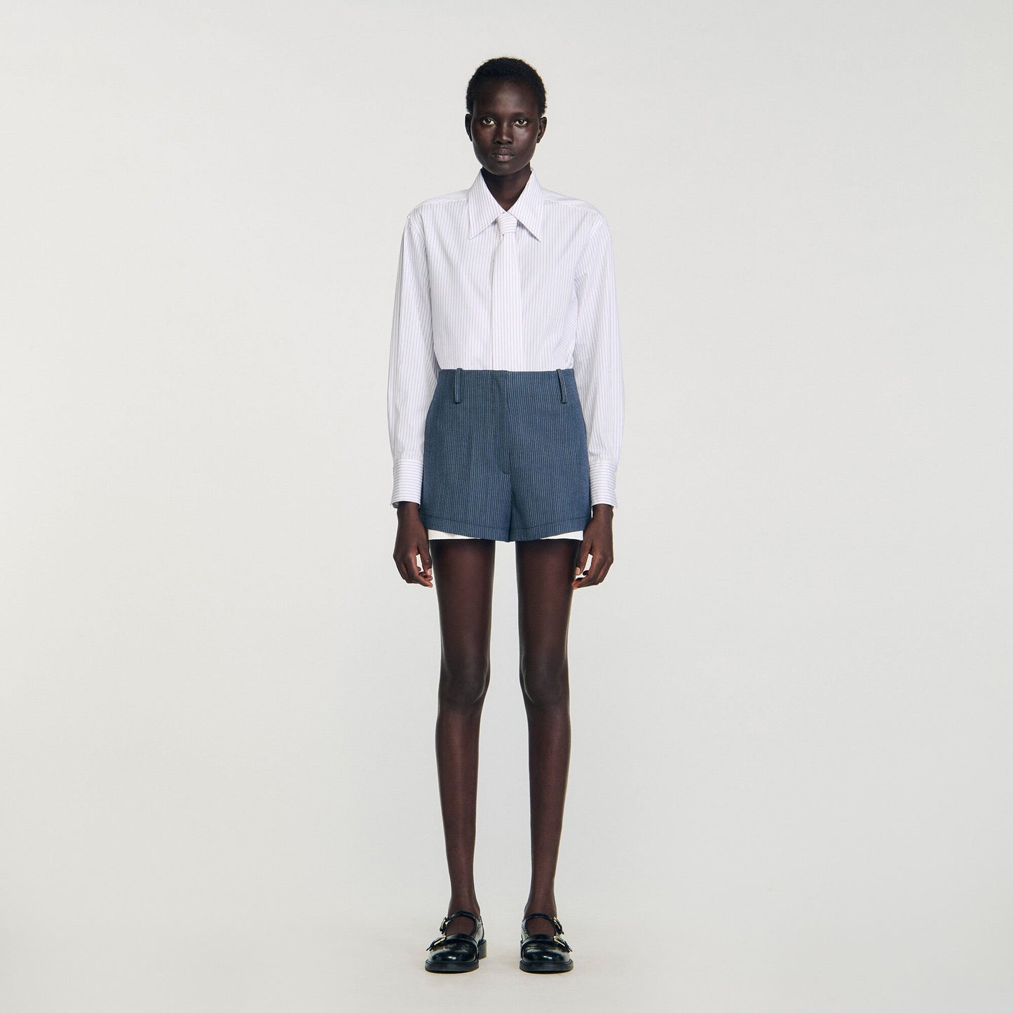 Sandro Striped layered shorts Blue