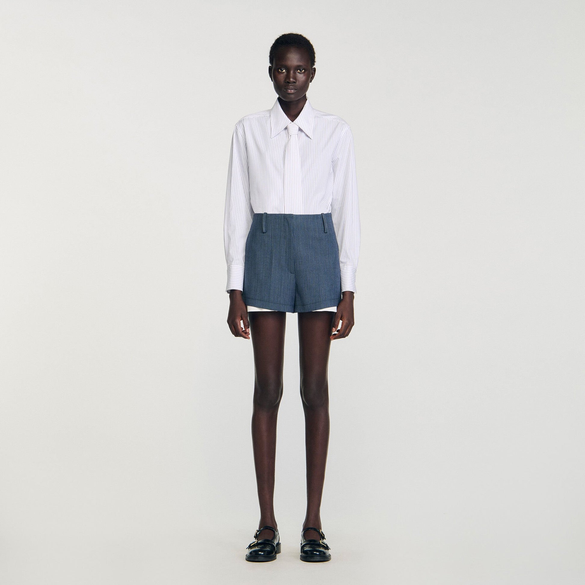 Sandro Striped layered shorts Blue