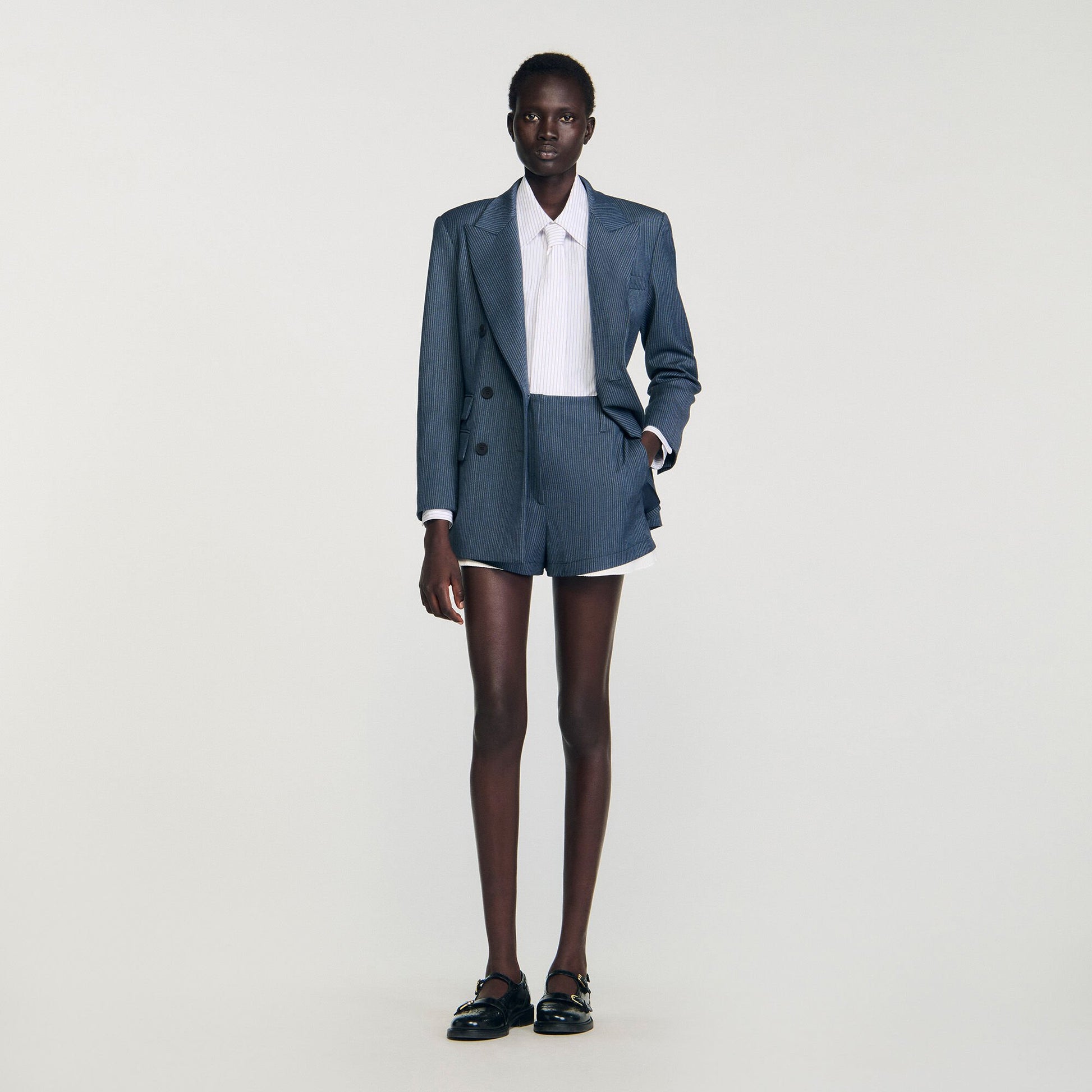 Sandro Striped layered shorts Blue