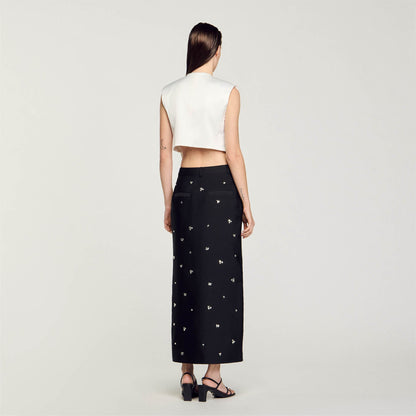 Sandro Satin-effect crop top White