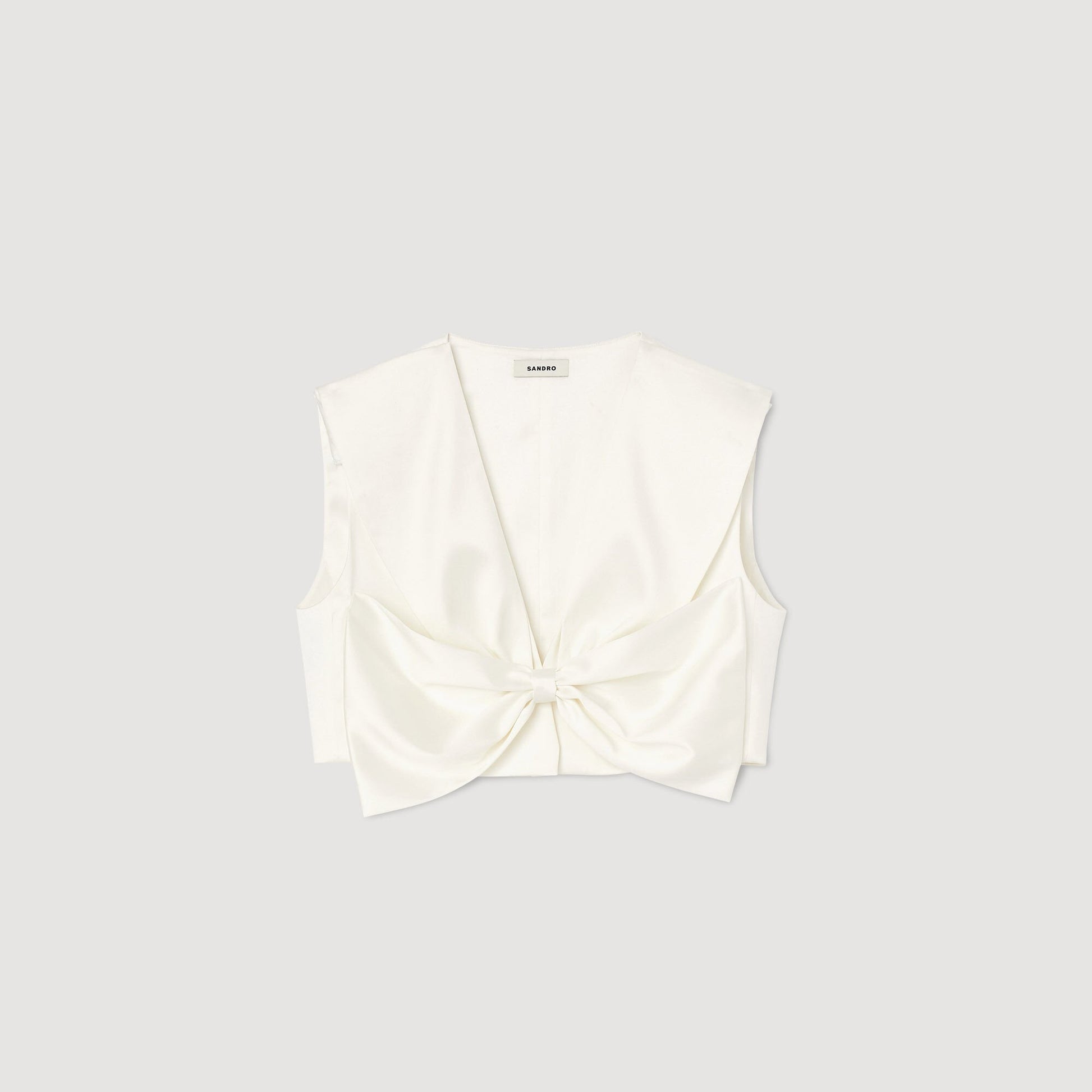 Sandro Satin-effect crop top White