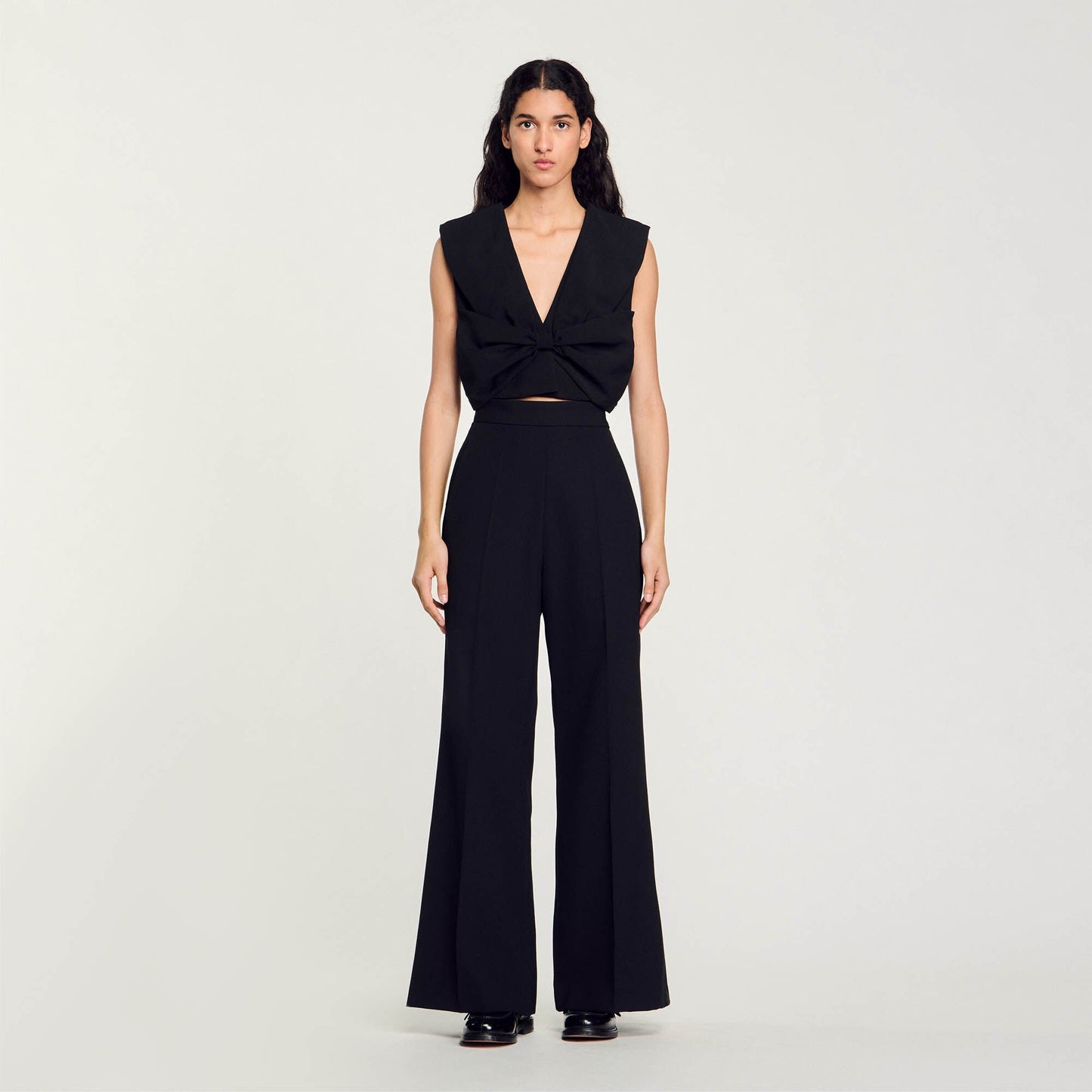 Sandro Satin-effect crop top Black