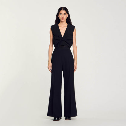 Sandro Satin-effect crop top Black