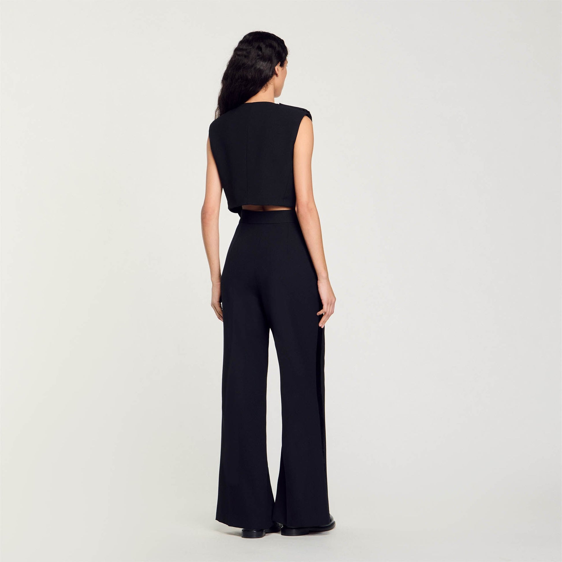 Sandro Satin-effect crop top Black