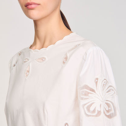 Sandro Poplin crop top Ecru