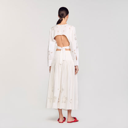 Sandro Poplin crop top Ecru