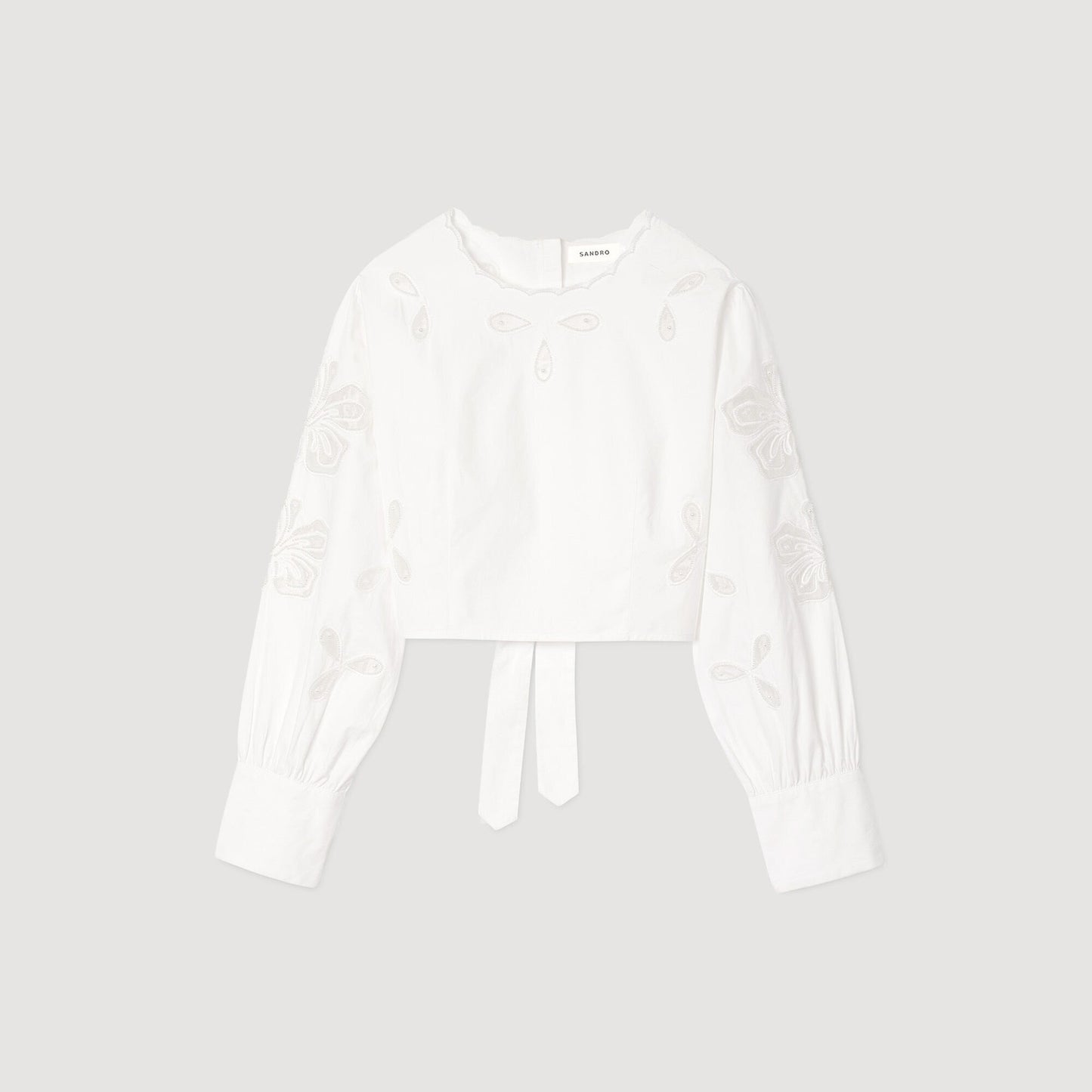 Sandro Poplin crop top Ecru