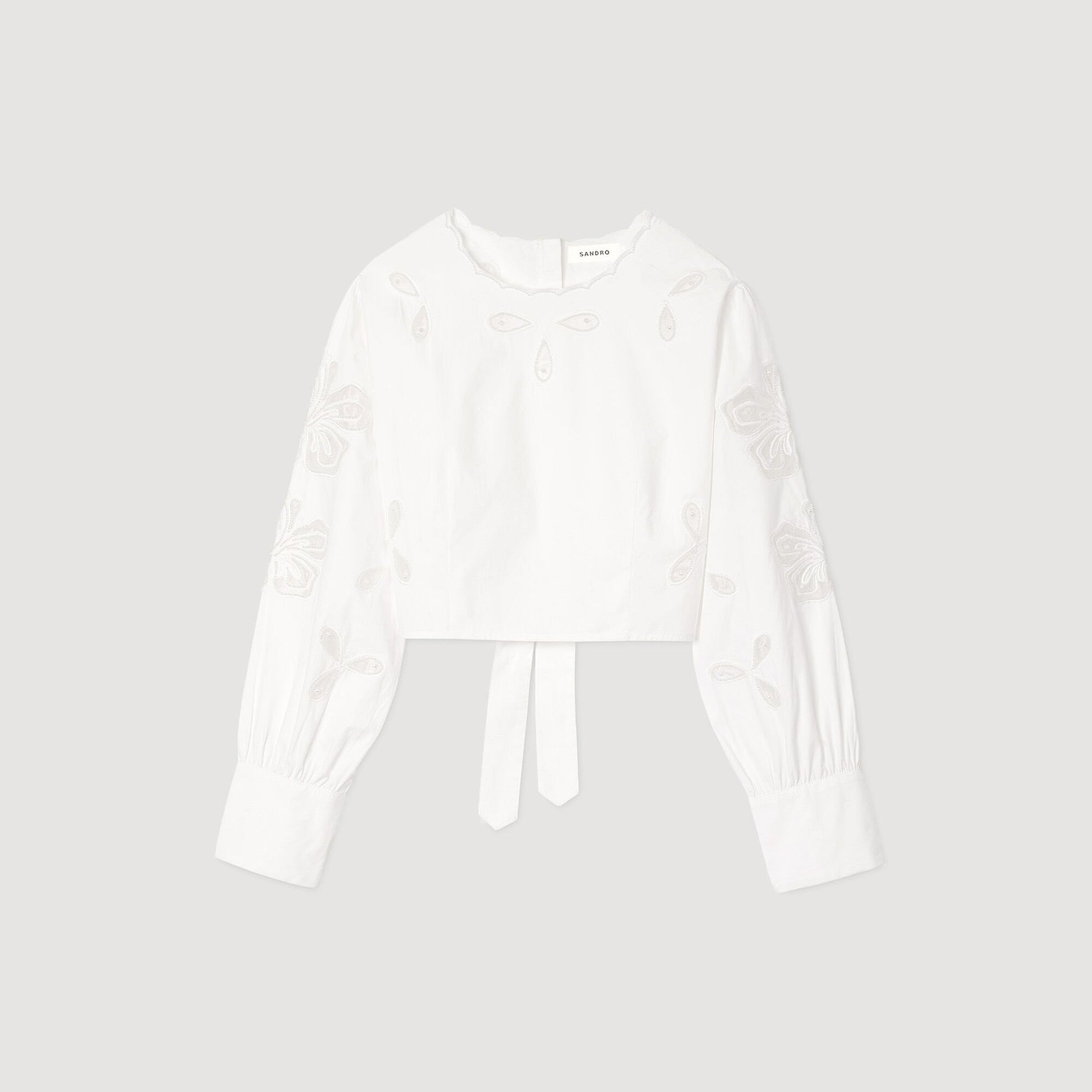 Sandro Poplin crop top Ecru