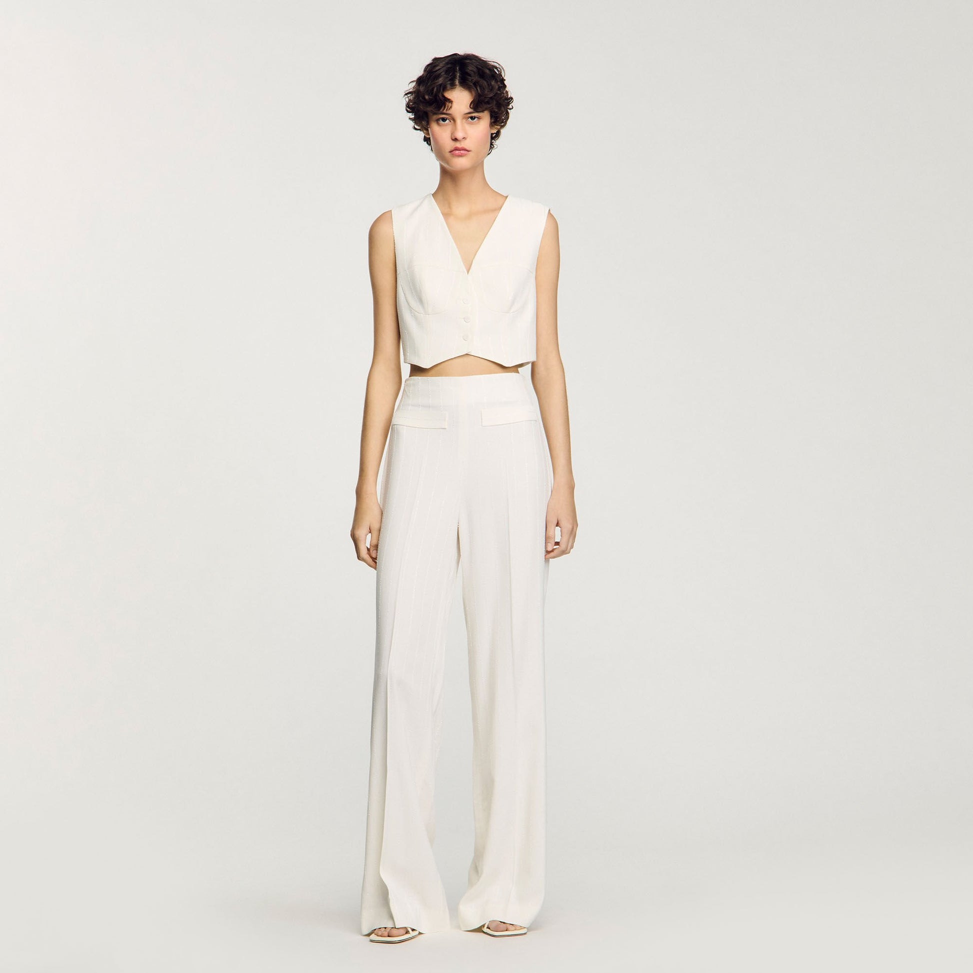 Sandro Sequin cropped jacket Ecru