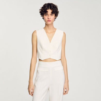 Sandro Sequin cropped jacket Ecru